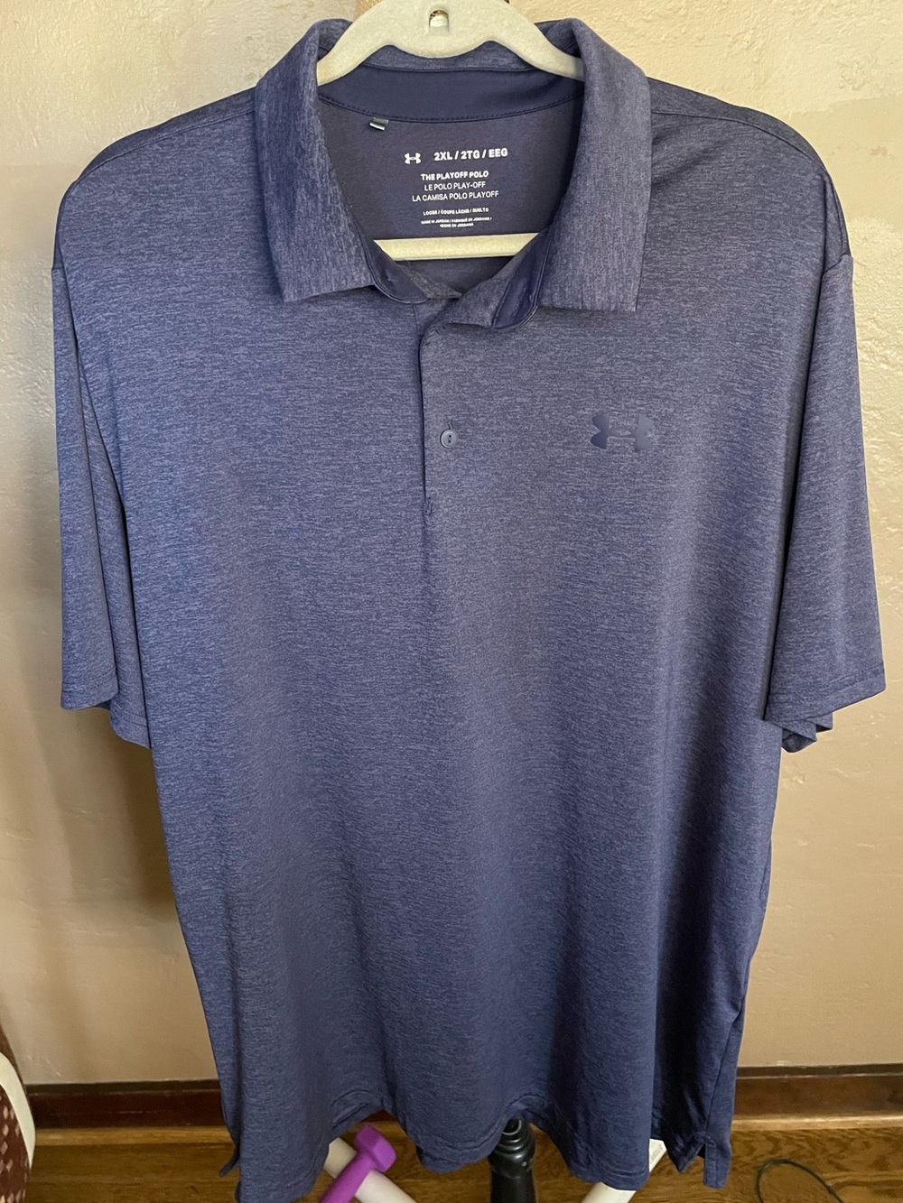 Under Armour Men's Heather Navy The Playoff Polo Shirt 2XL